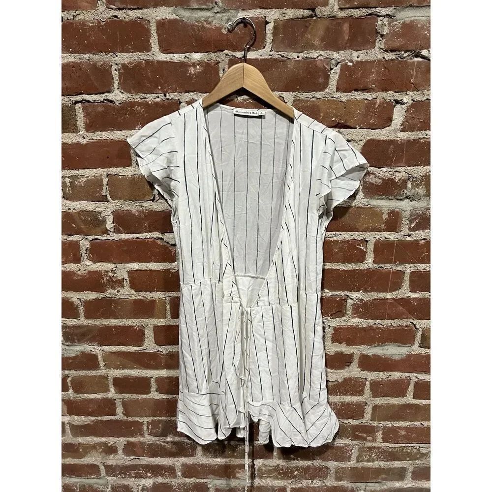 Abercrombie & Fitch Womens White Striped ShortโSleeve Slip Dress Summer Size S